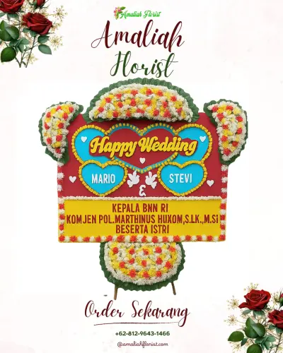 Karangan Papan Bunga Pernikahan di Piyanggang